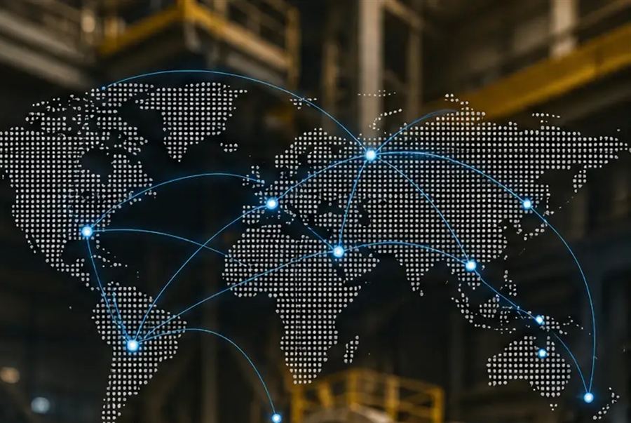 Mapa-múndi ilustrando a presença internacional da Jiangsu Feifan Metalwork