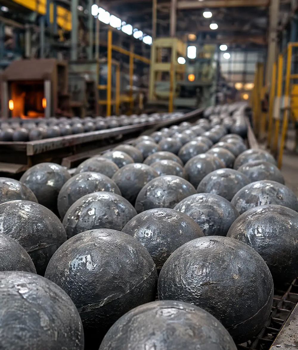 Linha de laminação a quente com bolas de moagem de aço em produção